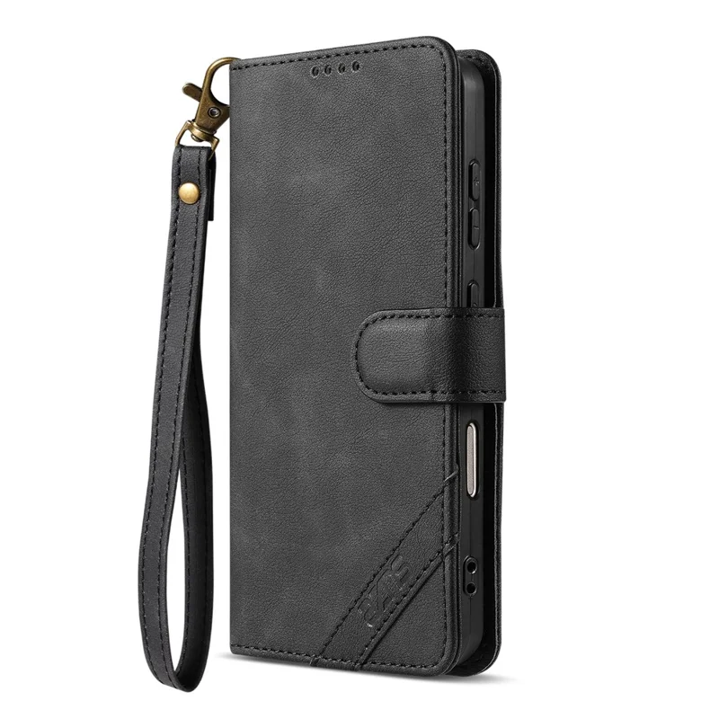 AZNS A2 For Honor Magic9 Pro Max 5G Leather Case with Wrist Strap RFID Blocking Wallet Stand Phone Cover - Black