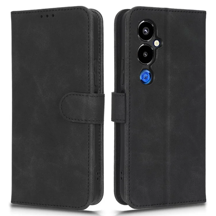 Smartphone Case For TECNO Pova 4 Pro 4G Skin-Touch Feeling PU Leather Flip Wallet Stand Phone Cover - Black