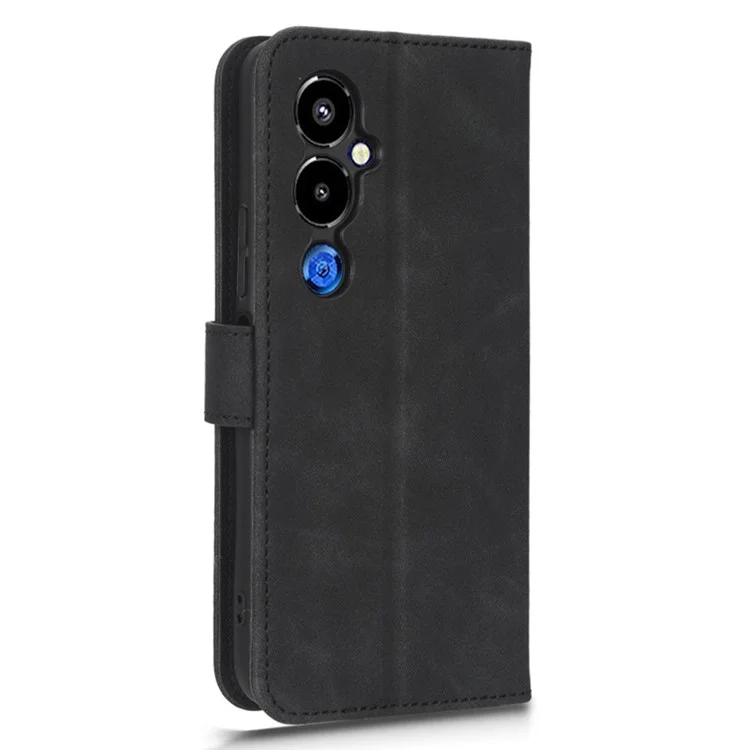 Smartphone Case For TECNO Pova 4 Pro 4G Skin-Touch Feeling PU Leather Flip Wallet Stand Phone Cover - Black