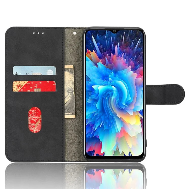 Téléphone Flip Leather Wallet Case Pour Infinix Hot 20 5G Tableau de la Peau Tableau Anti-couverture de Téléphone Portable Avec Sangle de Poignet - Noir