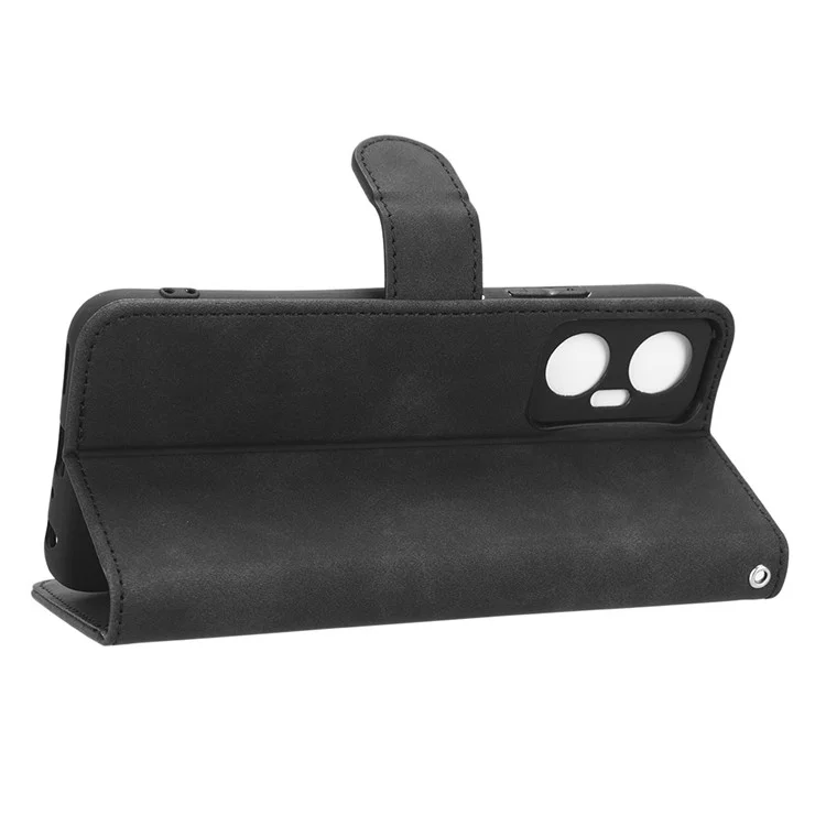 Téléphone Flip Leather Wallet Case Pour Infinix Hot 20 5G Tableau de la Peau Tableau Anti-couverture de Téléphone Portable Avec Sangle de Poignet - Noir