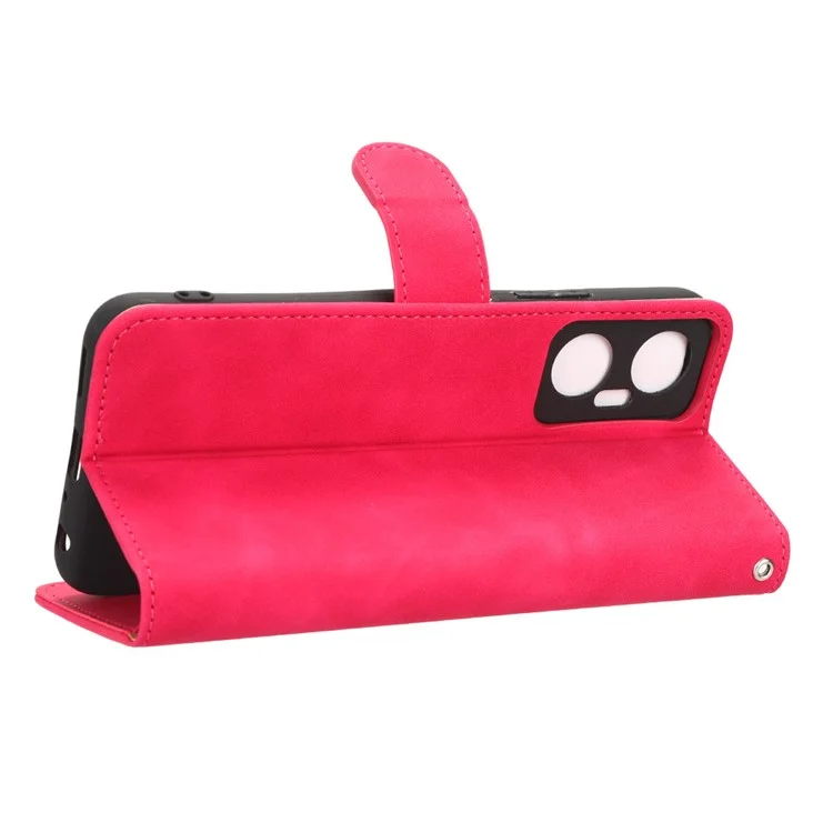 Phone Flip Leather Wallet Case For Infinix Hot 20 5G Skin-Touch Feeling Anti-Drop Cell Phone Cover Stand - Rose