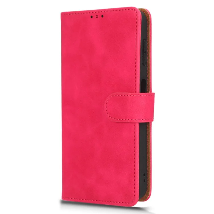 Phone Flip Leather Wallet Case For Infinix Hot 20 5G Skin-Touch Feeling Anti-Drop Cell Phone Cover Stand - Rose