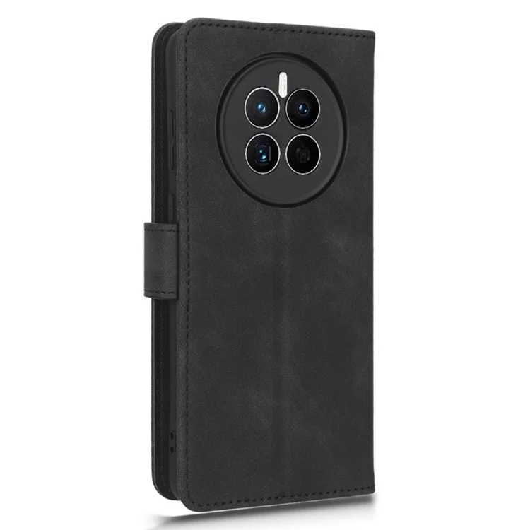 Для Huawei Mate 50 4G Skin Touch Comence Copact Cover Cople Anti-fall Flip Leather Case Stand с Ремешком Для Запястья - Черный