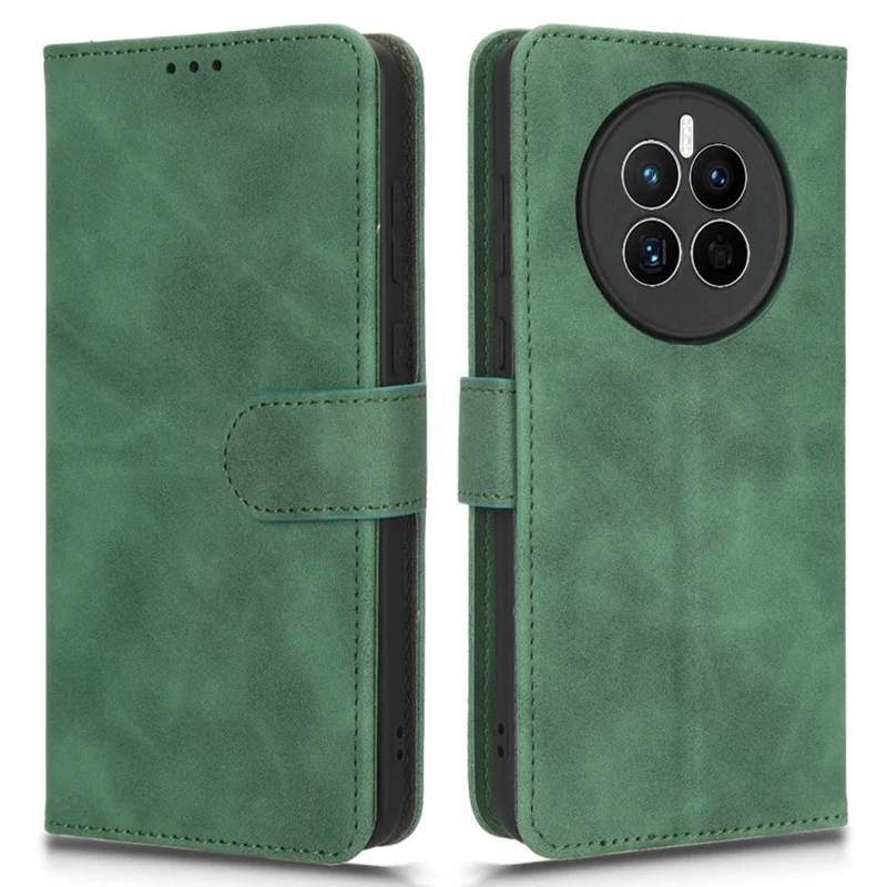 For Huawei Mate 50 4G Skin-Touch Feeling Protective Cell Phone Cover Anti-Fall Flip Leather Wallet Case Stand - Green