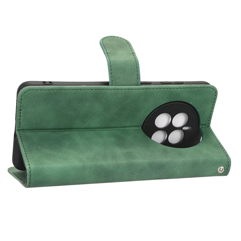 For Huawei Mate 50 4G Skin-Touch Feeling Protective Cell Phone Cover Anti-Fall Flip Leather Wallet Case Stand - Green