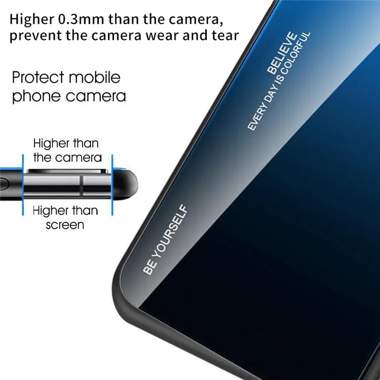 Anti-kratzer-telefonabdeckung Für Oppo A17 4G, Drop-sof-hybrid-tpu + Pc-gradienten Temperierte Glas Telefonhülle - Blau / Schwarz