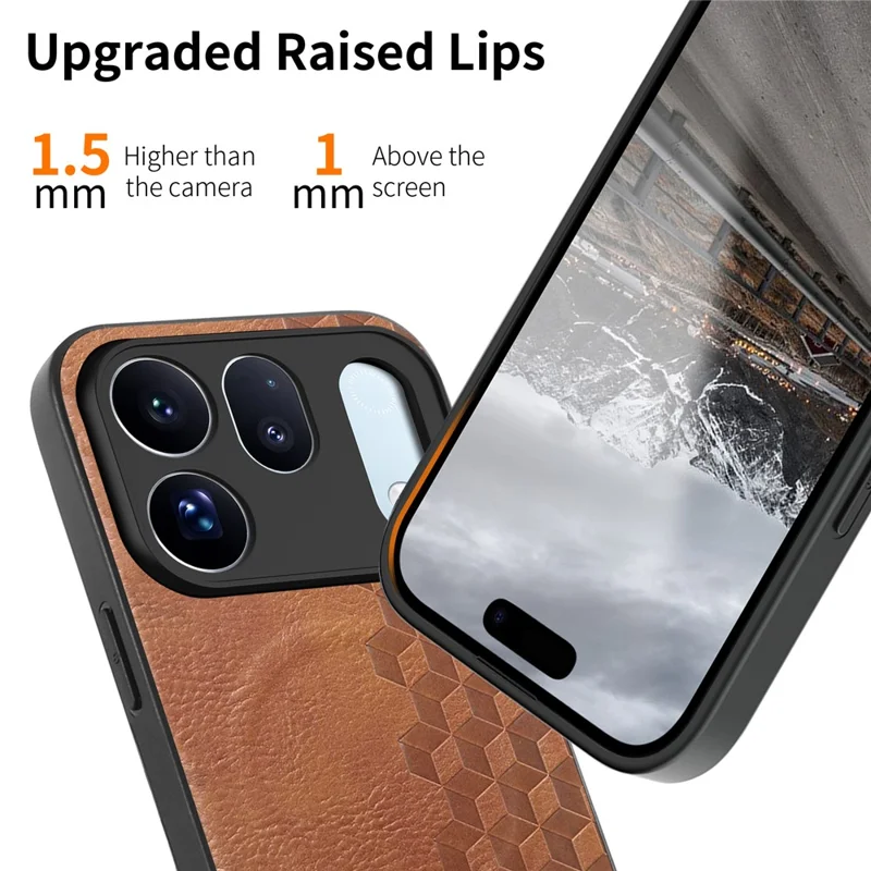 For Oppo Find X10 5G Magnetic Phone Case with Grid Pattern Protective PU Leather + PC Back Cover - Brown