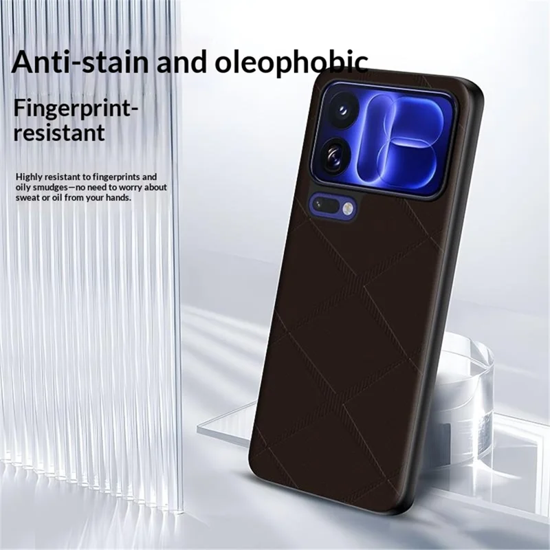 For Xiaomi 18 Pro Max Case X-Patterned TPU PU Leather PC Anti-Drop Phone Cover - Brown