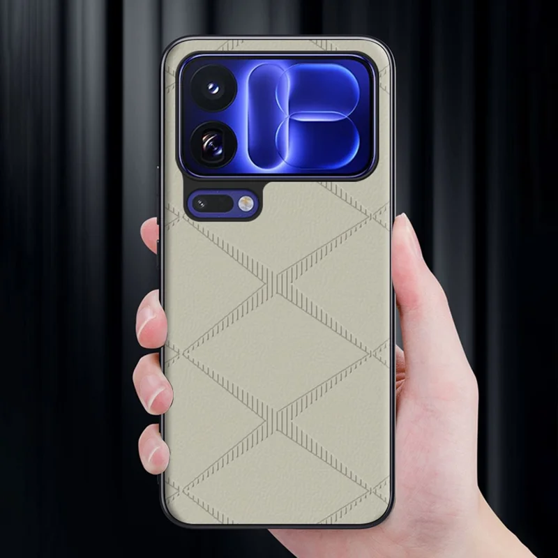 For Xiaomi 18 Pro Max Case X-Patterned TPU PU Leather PC Anti-Drop Phone Cover - Brown