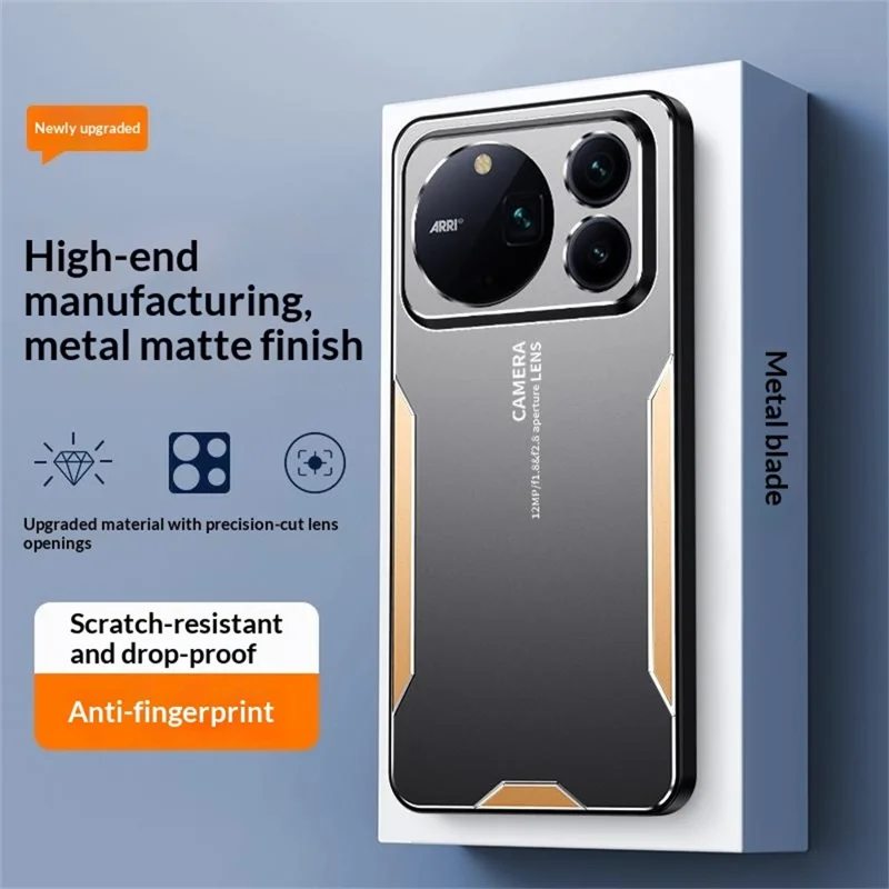 For Honor Magic9 Pro Max 5G Phone Case Aluminium Alloy TPU PC Back Cover - Gold