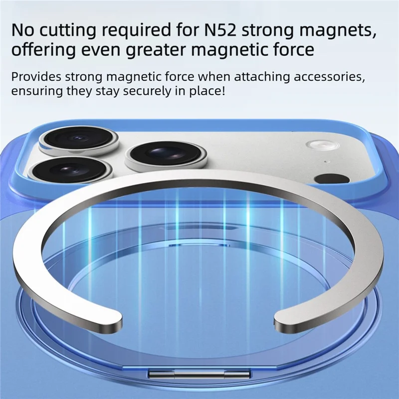 For iPhone 18 Pro Max / 17 Pro Max Magnetic Case Rotary Ring Kickstand PC + TPU Phone Cover - Blue