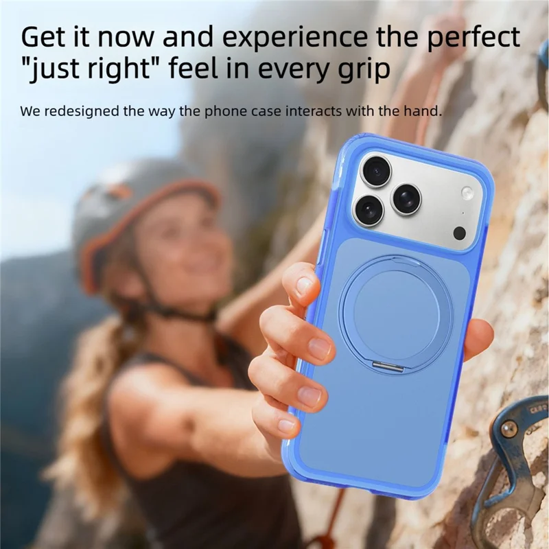 For iPhone 18 Pro Max / 17 Pro Max Magnetic Case Rotary Ring Kickstand PC + TPU Phone Cover - Blue