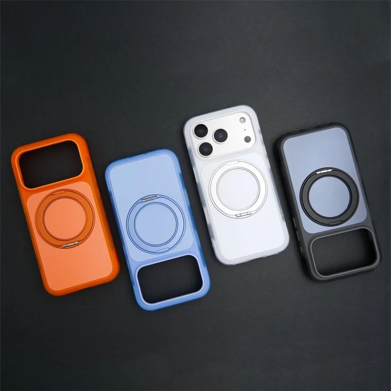 For iPhone 18 Pro Max / 17 Pro Max Magnetic Case Rotary Ring Kickstand PC + TPU Phone Cover - Blue