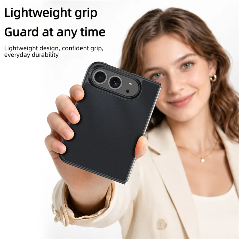 For iPhone Duo Case Textured Leather Coated PC Shockproof Raised Camera Protection Precise Cutouts Phone Cover - Black