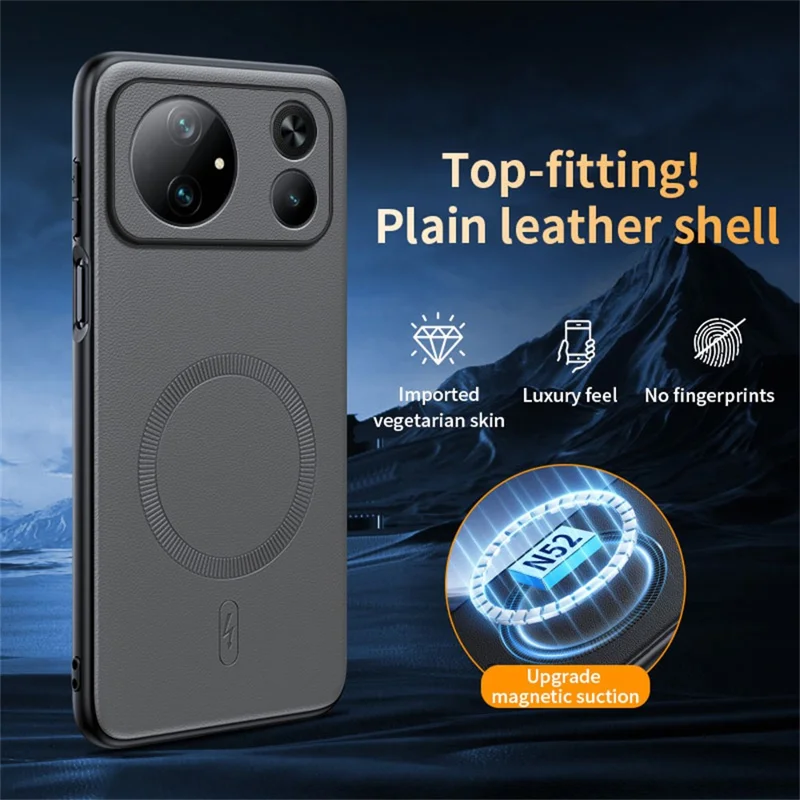For Honor Magic9 Super Edition 5G Magnetic Case Leather Coated TPU + PC Phone Cover - Grey