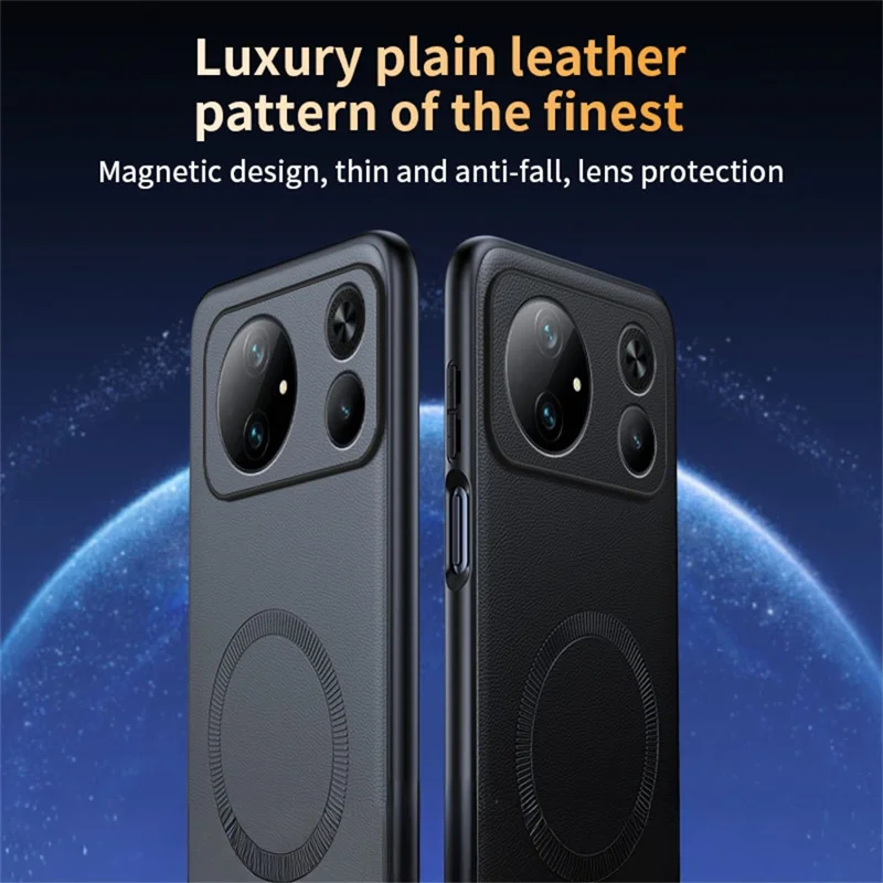 For Honor Magic9 Super Edition 5G Magnetic Case Leather Coated TPU + PC Phone Cover - Grey