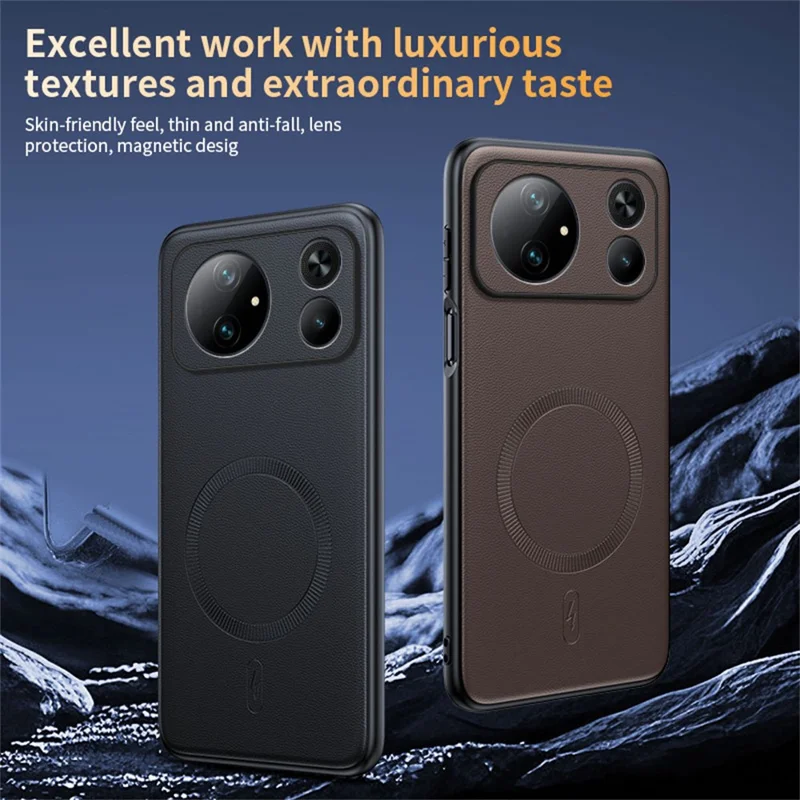 For Honor Magic9 Super Edition 5G Magnetic Case Leather Coated TPU + PC Phone Cover - Grey