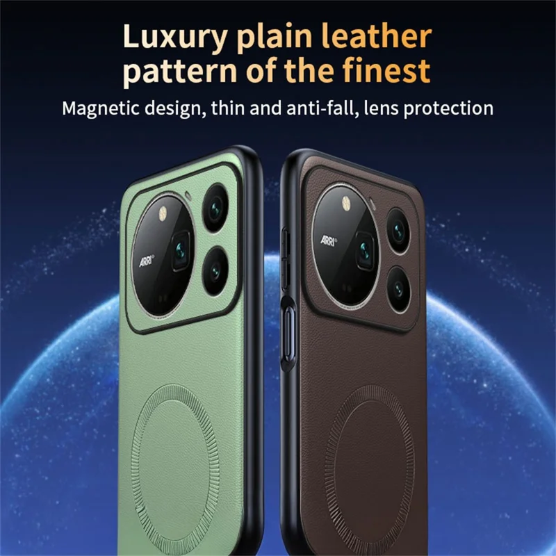 For Honor Magic9 Pro Max 5G Magnetic Case Leather Coated TPU + PC Phone Cover - Green