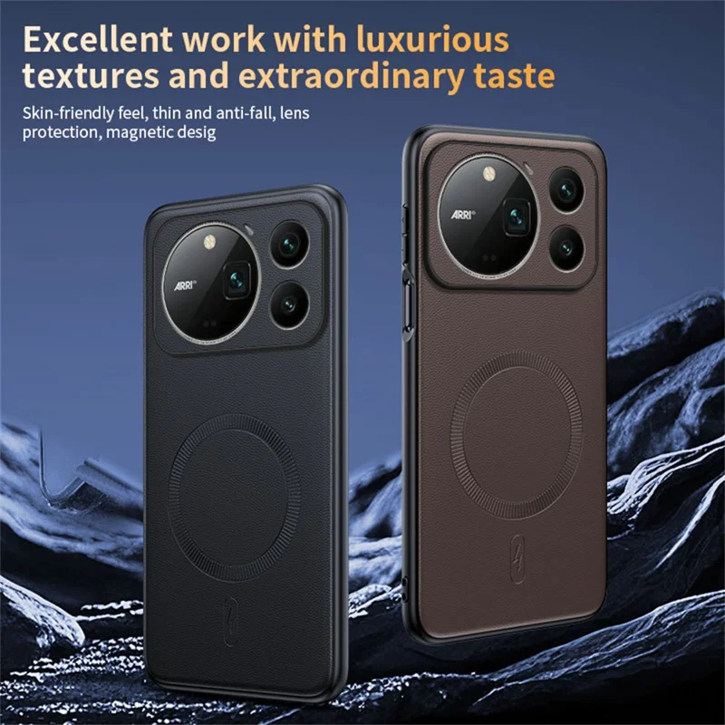 For Honor Magic9 Pro Max 5G Magnetic Case Leather Coated TPU + PC Phone Cover - Green
