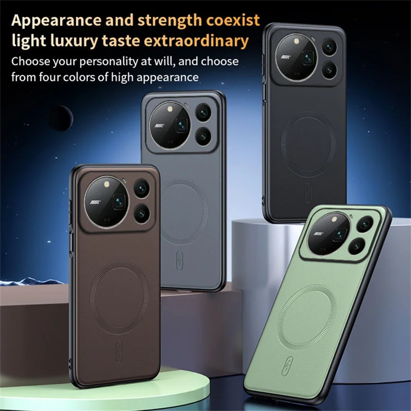 For Honor Magic9 Pro Max 5G Magnetic Case Leather Coated TPU + PC Phone Cover - Green