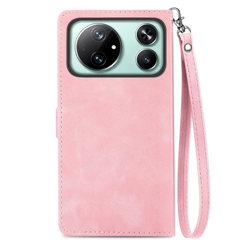 For Honor Magic9 Super Edition 5G Wallet Case with Strap Flower Imprint PU Leather Phone Cover - Pink