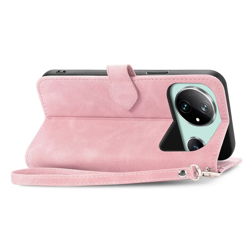 For Honor Magic9 Super Edition 5G Wallet Case with Strap Flower Imprint PU Leather Phone Cover - Pink