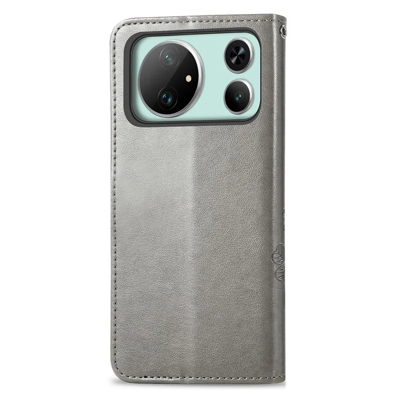 For Honor Magic9 Super Edition 5G Leather Case Four-Leaf Clover Wallet Phone Cover - Grey