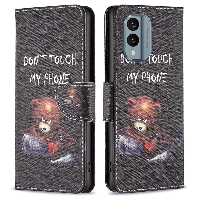 BF Pattern Printing Leather Series-1 pour Nokia X30 5G Folding Stand PU Leather Wallet Case Pattern Imprinted Magnetic Closure Flip Phone Cover - Bear