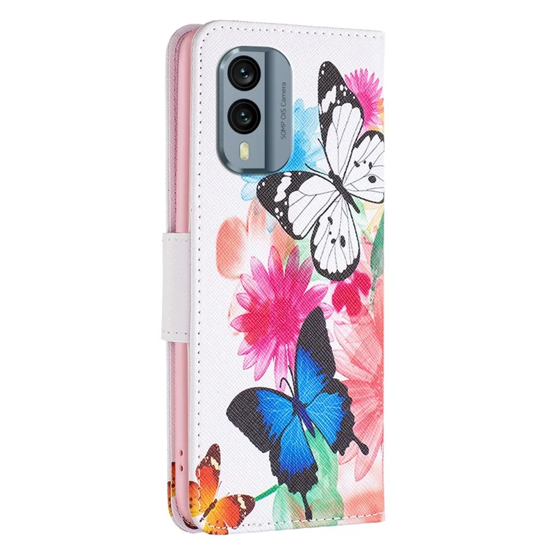 For Nokia X30 5G Phone Case Pattern Printing PU Leather Wallet Stand Cover - Two Butterflies
