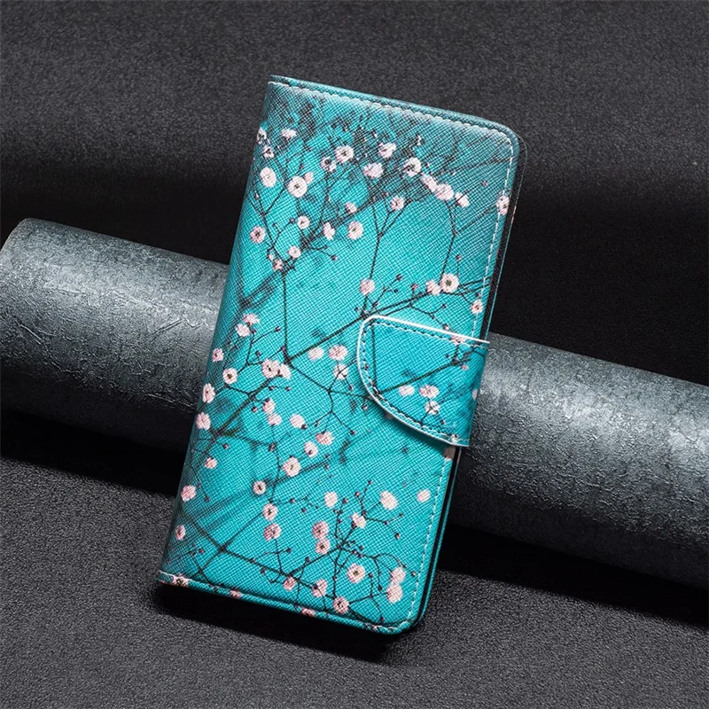 For Nokia X30 5G Phone Case Pattern Printing PU Leather Wallet Stand Cover - Plum Blossom
