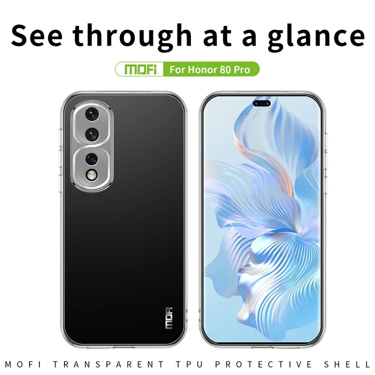 MOFI Para Honra 80 Pro 5G Capa de Telefone Celular Transparente Anti-arranhão Smartphone à Prova de Smartphone Tampa de Proteção