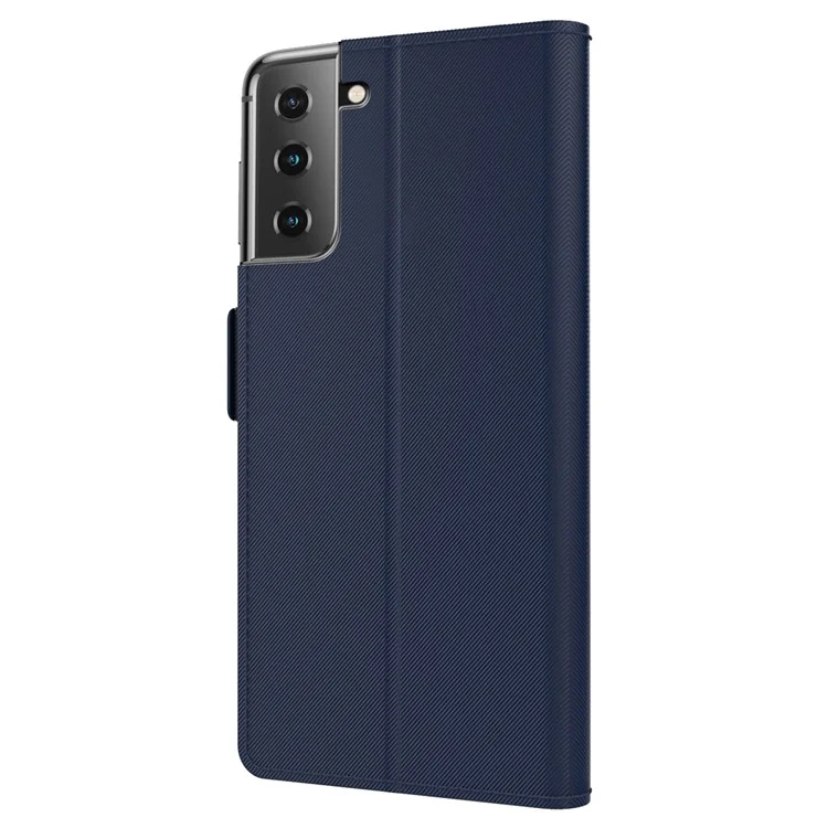 For Samsung Galaxy S23+ ShockProof PU Leather Phone Case Makeup Mirror Design Card Holder Stand Magnetic Closure Flip Phone Cover - Blue