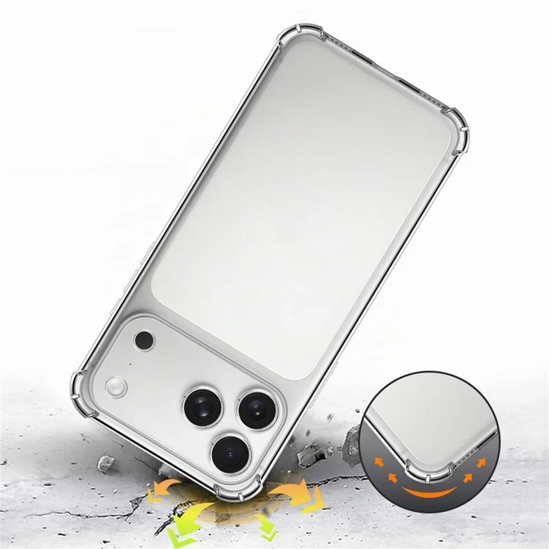 For iPhone 18 Pro Max  /  17 Pro Max TPU Case Four-Corner Shockproof Fingerprint-Resistant Phone Cover - Transparent