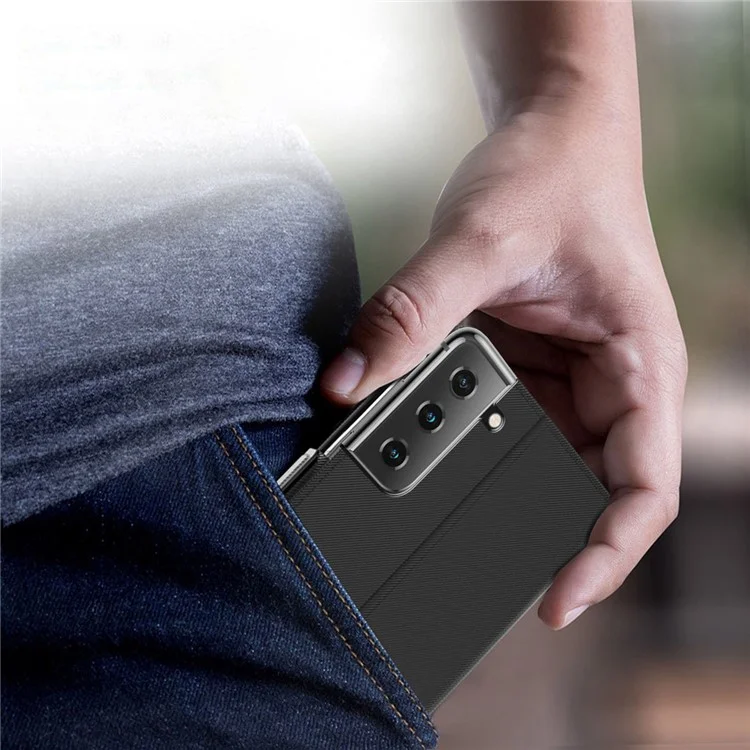 Pour Samsung Galaxy S23 Drop-toproof Cuir de Téléphone PU Téléphone du Support de Carte de Support Anti-rayures Couvercle de Téléphone à Bascule Magnétique Avec Miroir de Maquillage Intérieur - Bleu