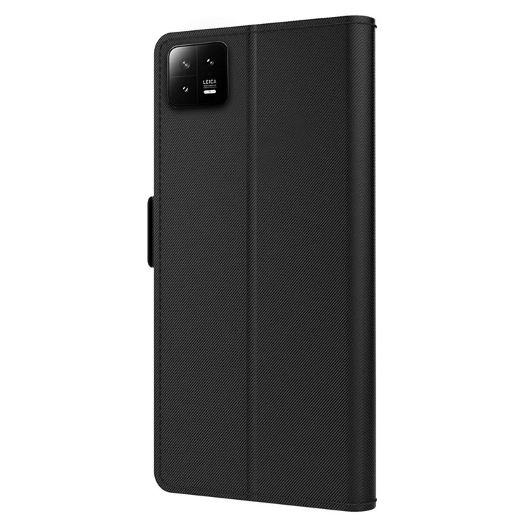 Magnetic Flip Phone Cover For Xiaomi 13 5G, Full Protection PU Leather Phone Case Stand Card Holder with Inside Makeup Mirror - Black