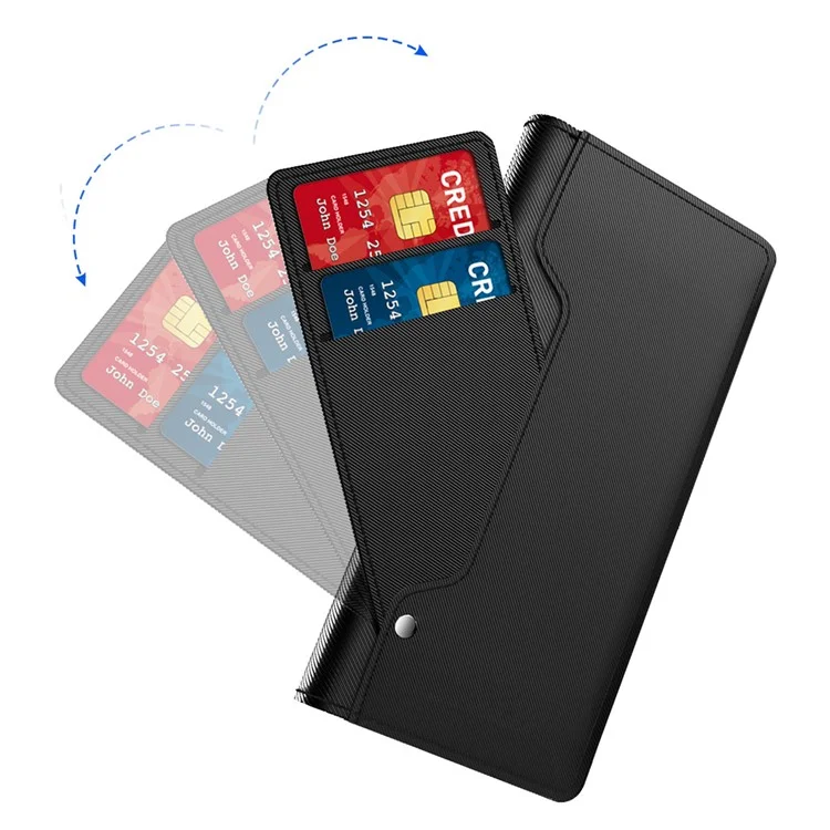Magnetic Flip Phone Cover For Xiaomi 13 5G, Full Protection PU Leather Phone Case Stand Card Holder with Inside Makeup Mirror - Black