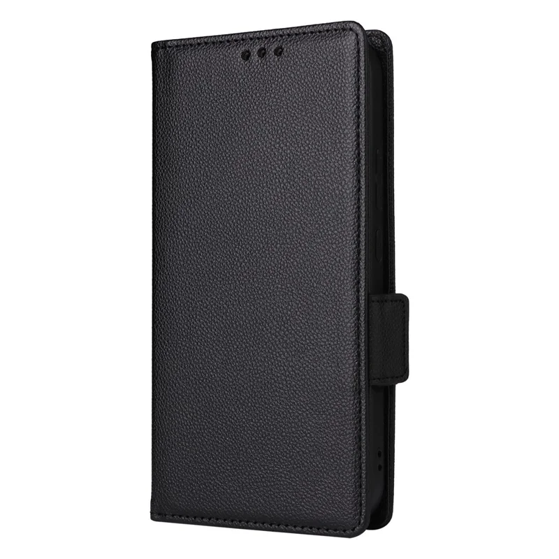 For Honor Magic9 Pro Max 5G Case Litchi Texture Wallet Leather Phone Cover with Wrist Strap - Black