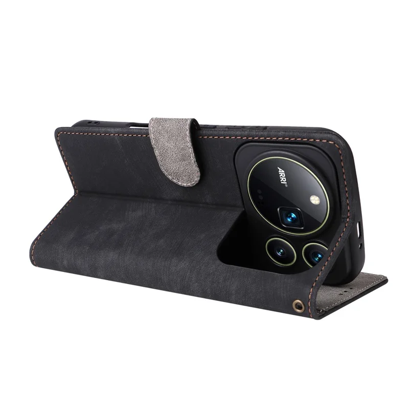 For Honor Magic9 Pro Max 5G Wallet Case RFID Blocking PU Leather Phone Cover Stand with Strap - Black