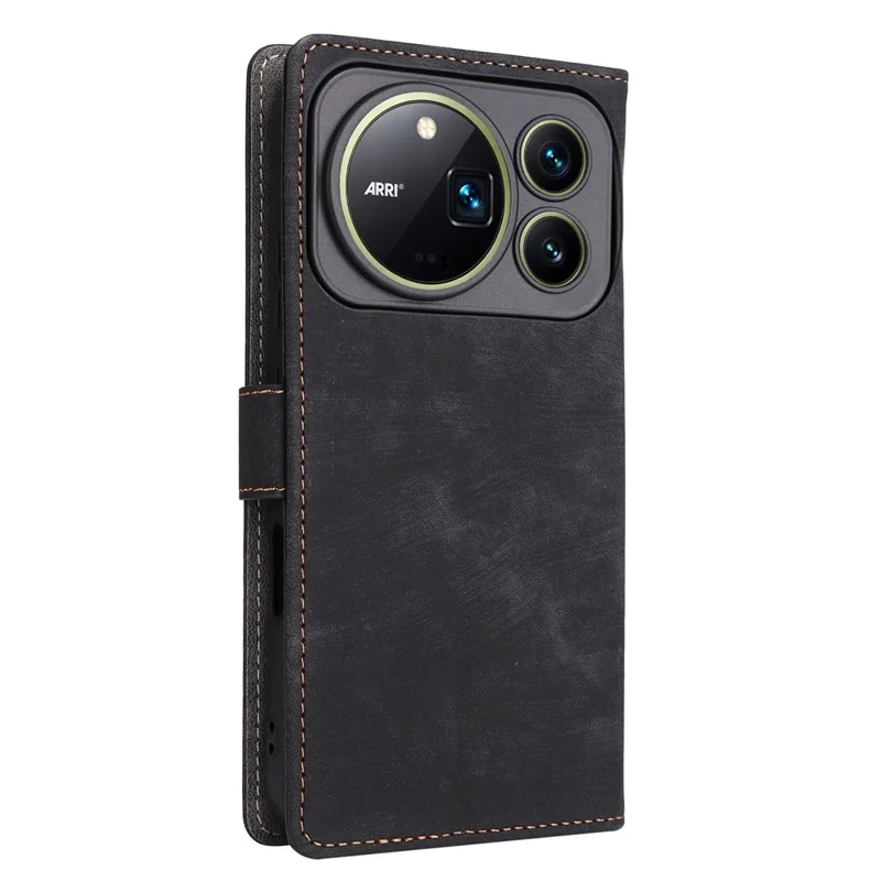 For Honor Magic9 Pro Max 5G Wallet Case RFID Blocking PU Leather Phone Cover Stand with Strap - Black