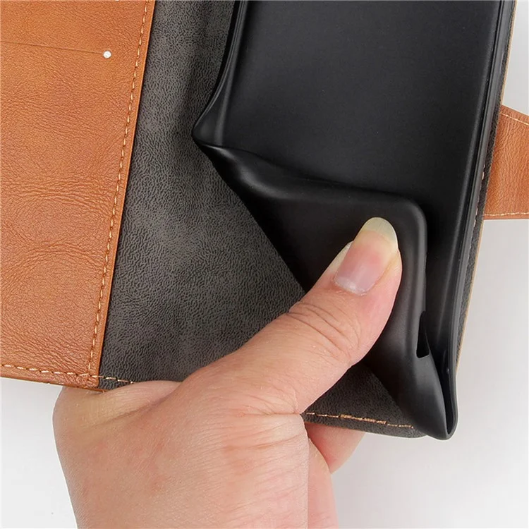 Para ZTE Blade A31 Plus Rhombus Impresión PU Cuero PU Teletón Móvil Case de Billetera Folio Flip Stand Cover - Marrón