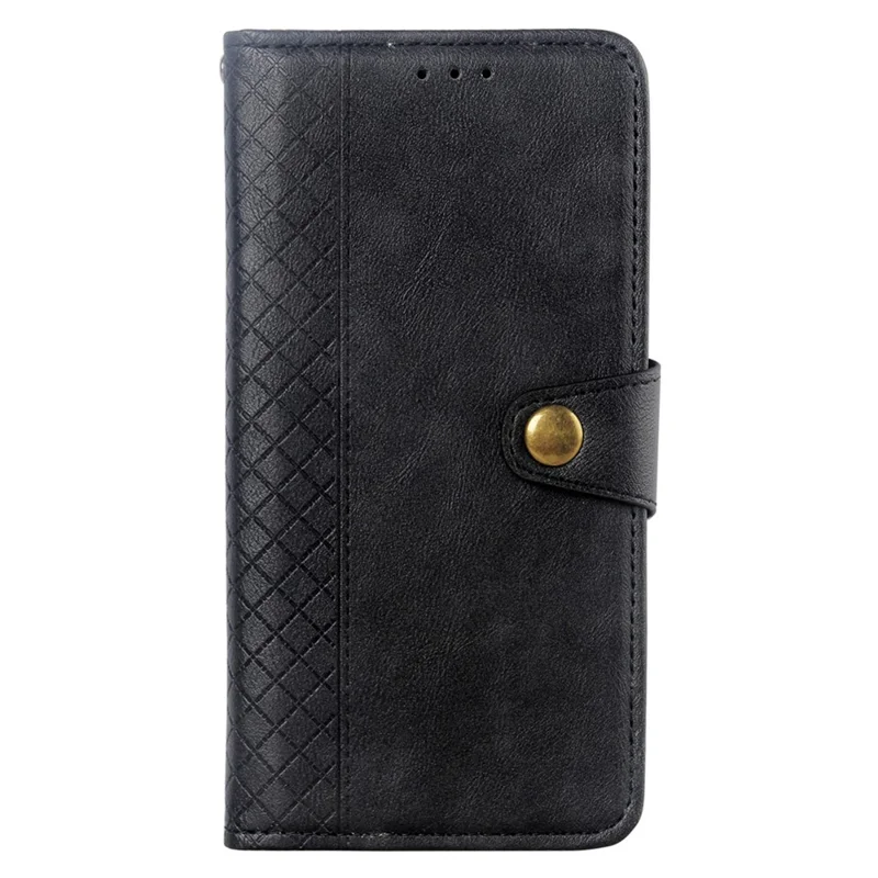 For ZTE Blade A31 Plus Rhombus Imprinted PU Leather Mobile Phone Wallet Case Folio Flip Stand Cover - Black