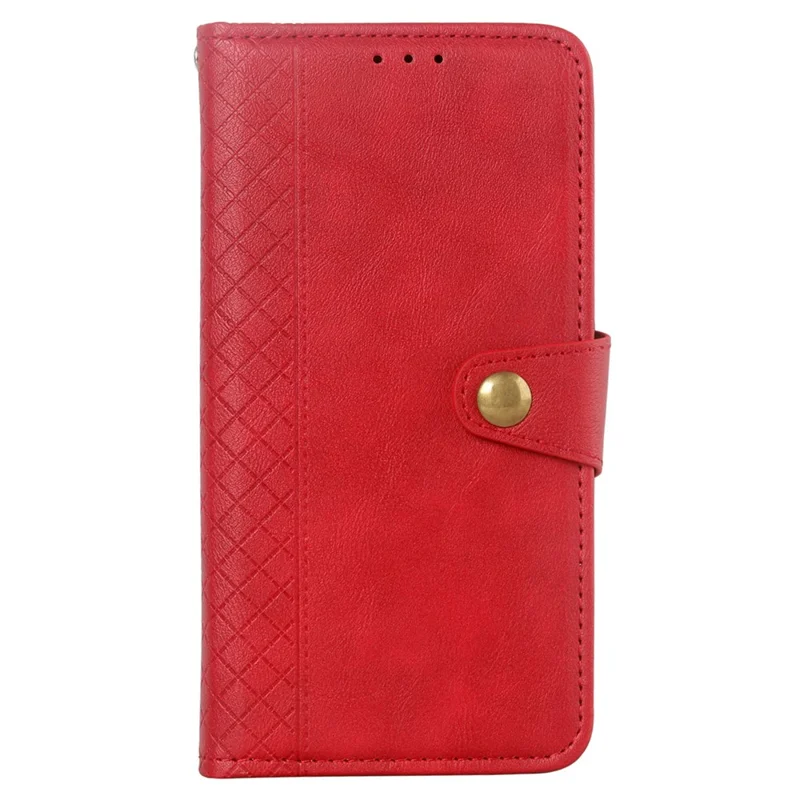 For ZTE Blade A31 Plus Rhombus Imprinted PU Leather Mobile Phone Wallet Case Folio Flip Stand Cover - Red