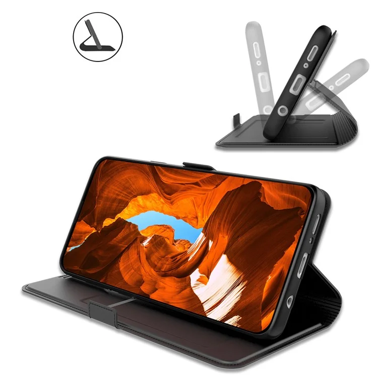 Tampa do Telefone Celular Stand Para Samsung Galaxy S23 Plus, PU Leather + TPU Anti-fall Flip Phone Case Com Suporte Para Cartão - Preto
