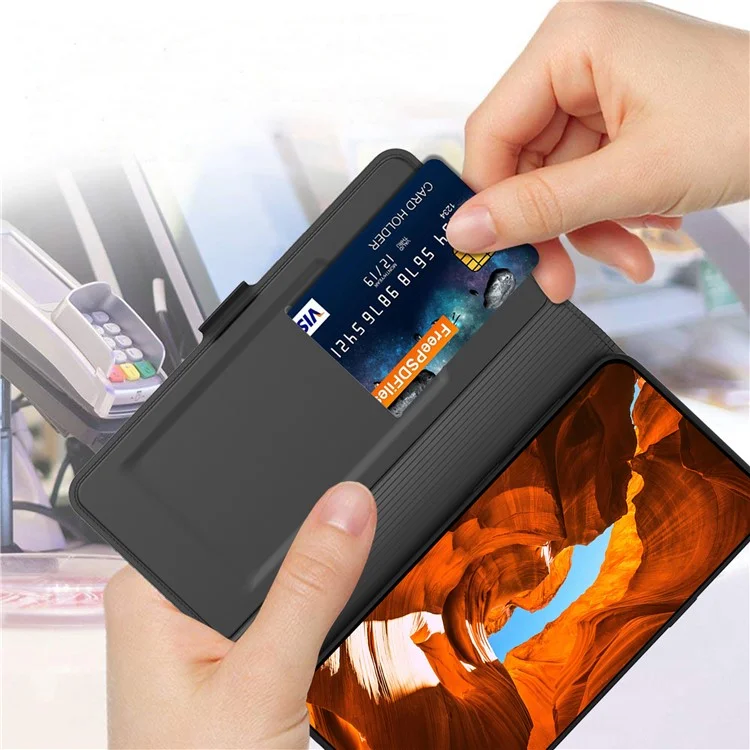 Tampa do Telefone Celular Stand Para Samsung Galaxy S23 Plus, PU Leather + TPU Anti-fall Flip Phone Case Com Suporte Para Cartão - Preto