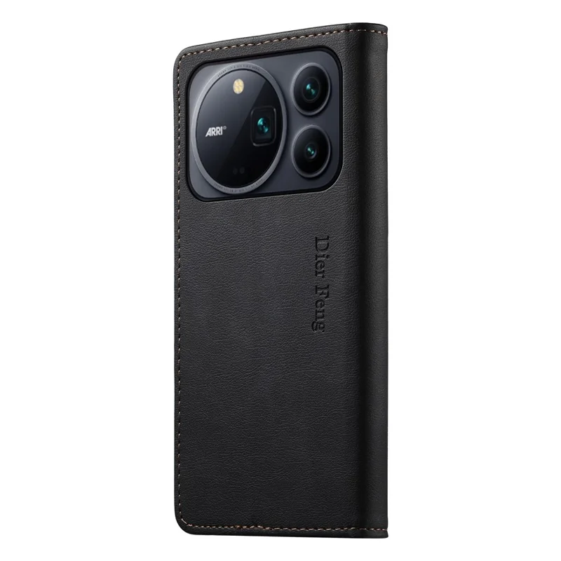 DIERFENG DF-019 For Honor Magic9 Pro Max 5G Leather Wallet Case Magnetic Flip Cover with Card Slots RFID Blocking - Black