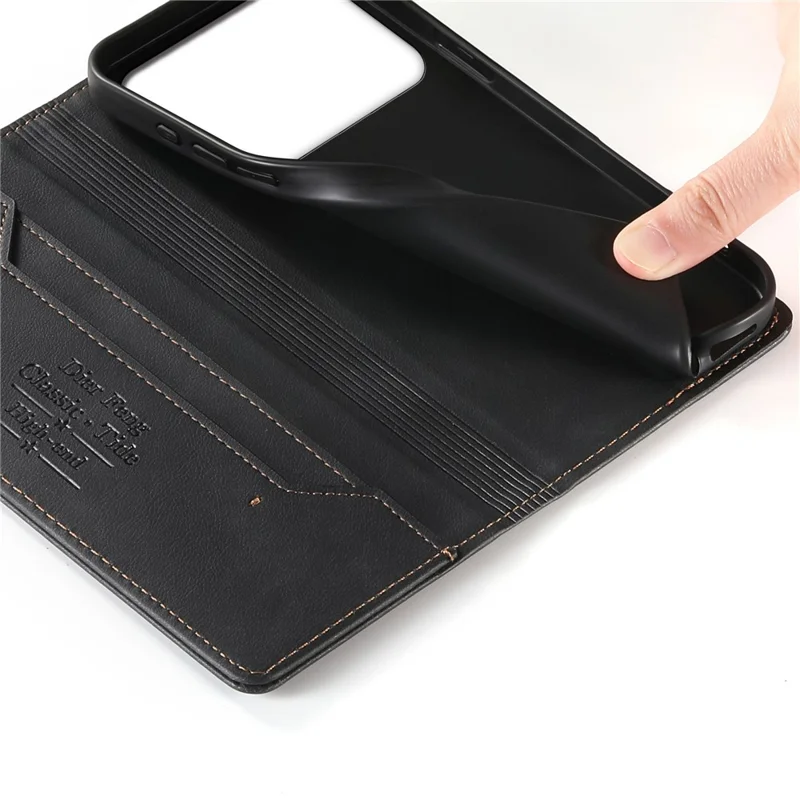 DIERFENG DF-019 For Honor Magic9 Pro Max 5G Leather Wallet Case Magnetic Flip Cover with Card Slots RFID Blocking - Black