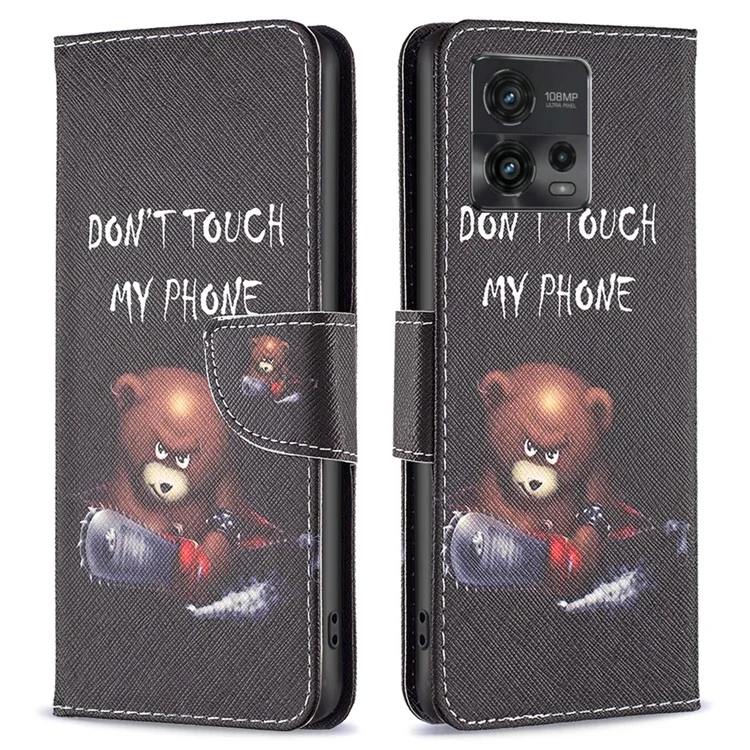 BF Pattern Printing Leather Series-1 для Motorola Moto G72 4G Противоударный PU-кожаный чехол для телефона с печатным рисунком Магнитная застежка Кошелек Подставка Откидной чехол - Медведь