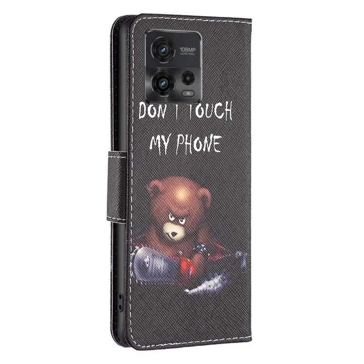 BF Pattern Printing Leather Series-1 для Motorola Moto G72 4G Противоударный PU-кожаный чехол для телефона с печатным рисунком Магнитная застежка Кошелек Подставка Откидной чехол - Медведь