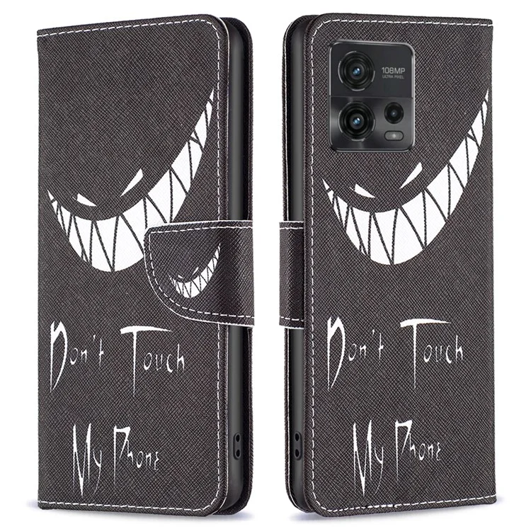 Série de Impressão de Padrão de Couro BF para Motorola Moto G72 4G Capa de Telefone de Couro PU Antirrisco Padrão Impresso Fecho Magnético Carteira Suporte Flip - Não Toque no Meu Telefone